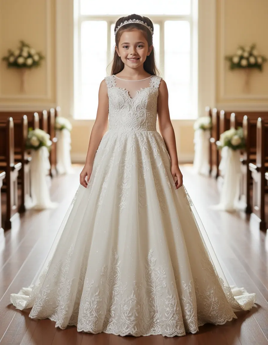 Abito cerimonia bambina con corpetto decorato