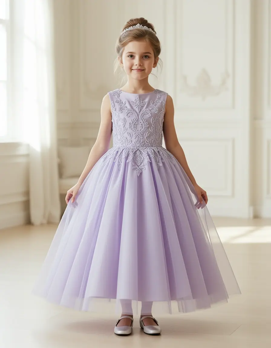 Elegant Girl Midi Dress lavanda per cerimonia