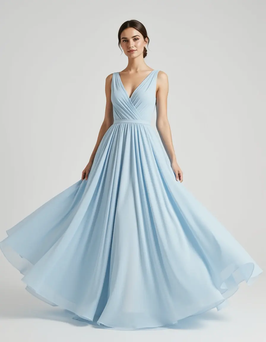 Chiffon Ceremony Dress azzurro per bambina