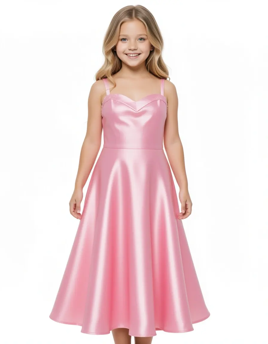 Satin A-Line Girl Dress rosa confetto