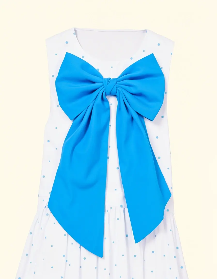 Bow Detail Girl Dress blu con fiocco
