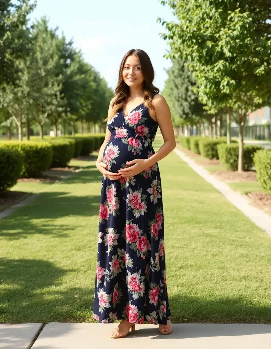 Empire Waist Maternity Dress floral bump friendly