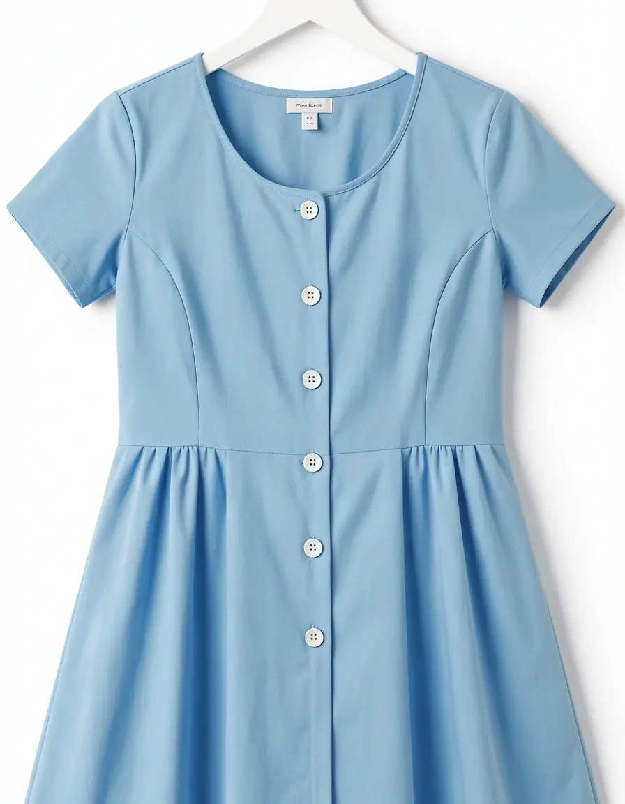 Nursing friendly dress with buttons blue