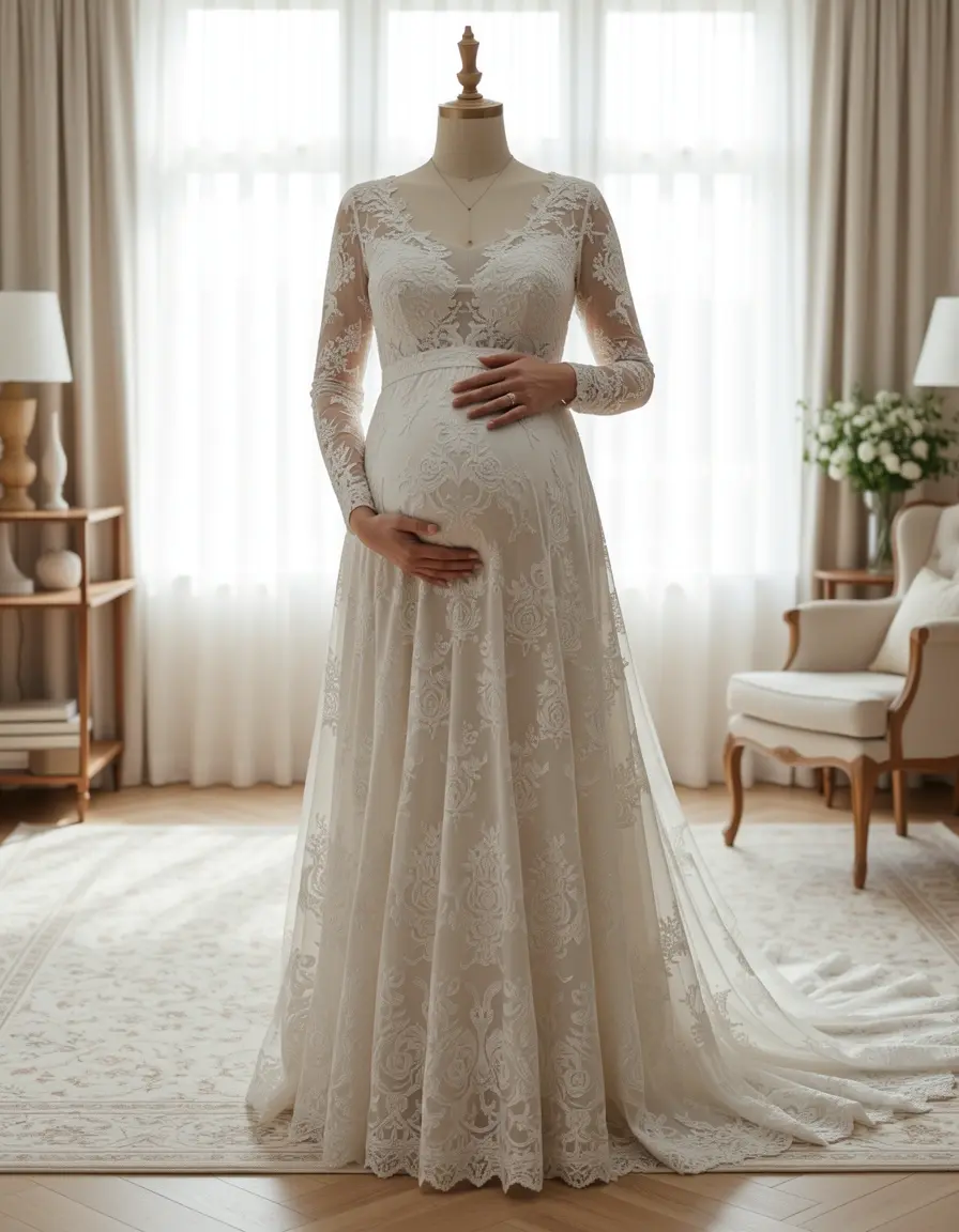 Formal maternity dress lace elegant