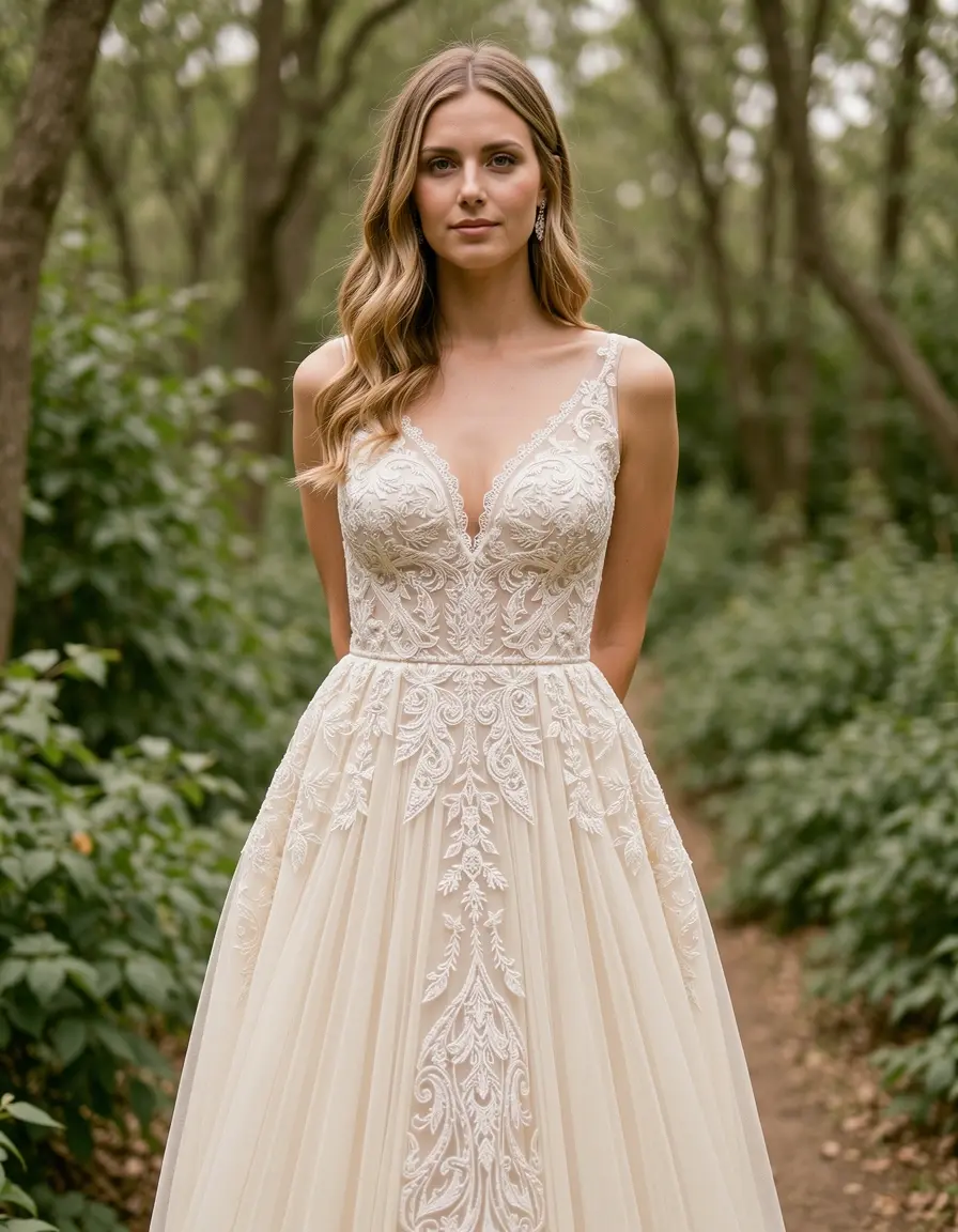 Vestito damigella stile boho pizzo