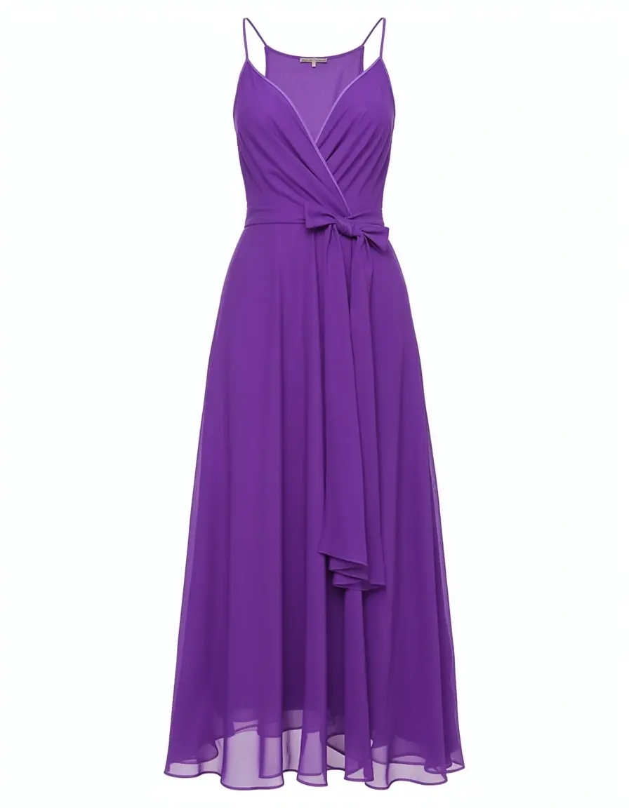 Vestito a portafoglio in chiffon viola