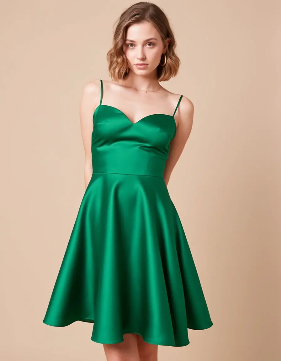 Abito a tubino in satin verde smeraldo