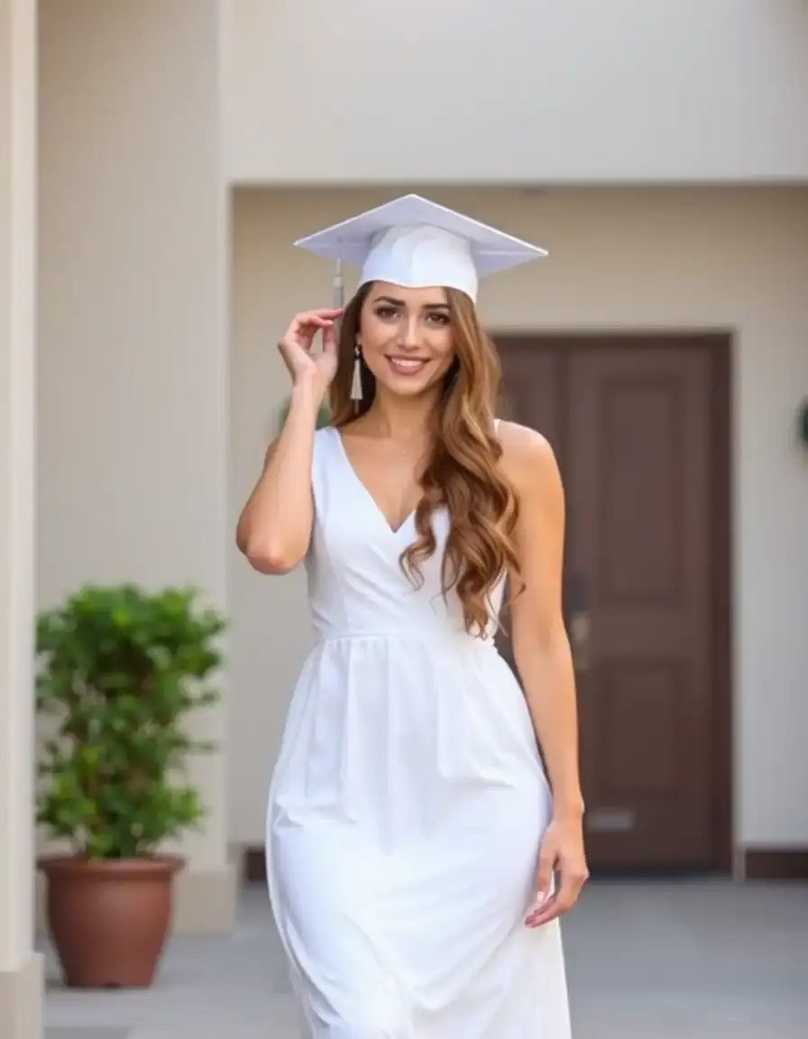 White Midi Graduation Dress