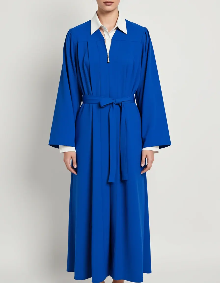 Blue Wrap Graduation Dress