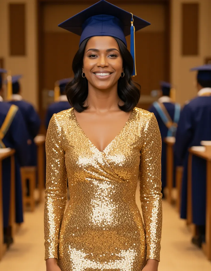 Gold Sequin Grad Dress
