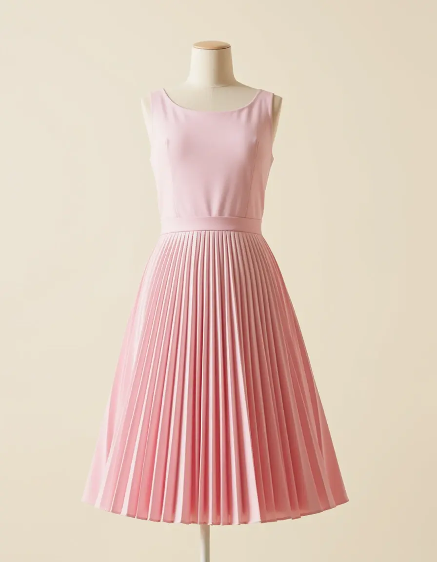 Vestito con gonna a pieghe rosa per mamma