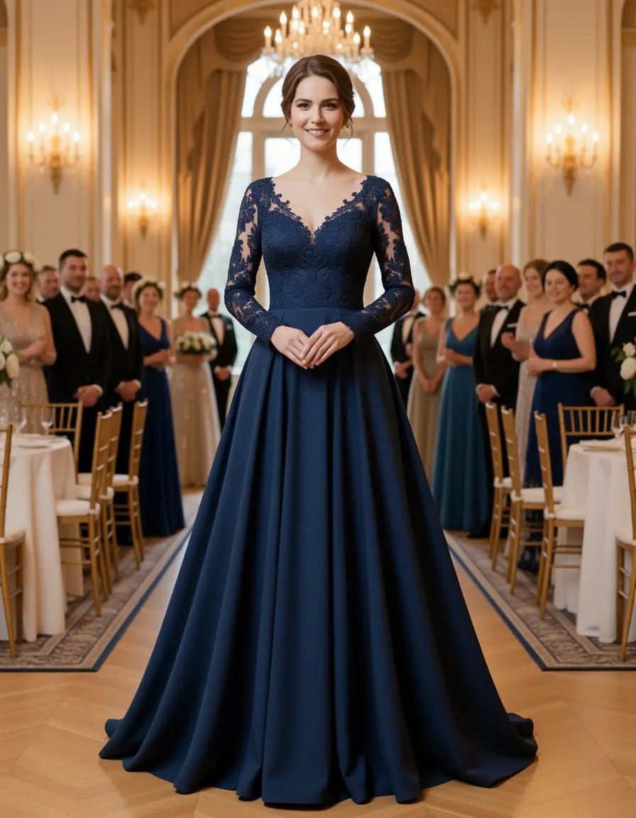 Abiti per una cerimonia midi blu navy formale