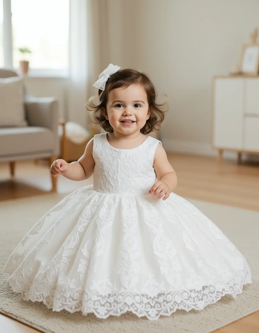 Vestito bambina in pizzo bianco