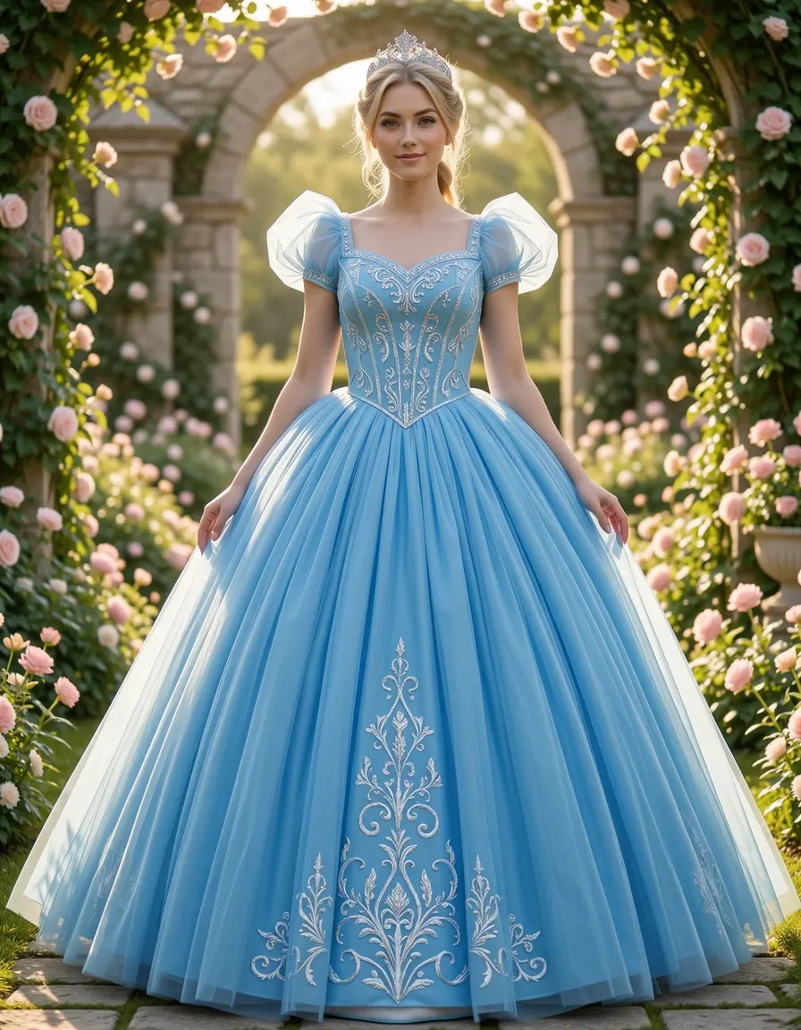 Vestito principessa bambina tulle blu
