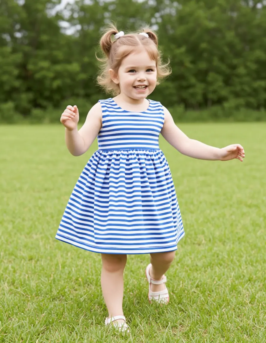 Vestito bambina cotone a righe