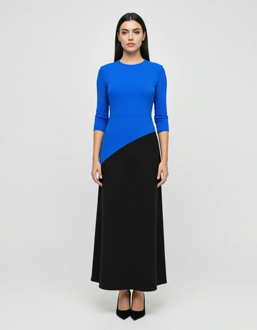 Abito Colorblock blu e nero moderno