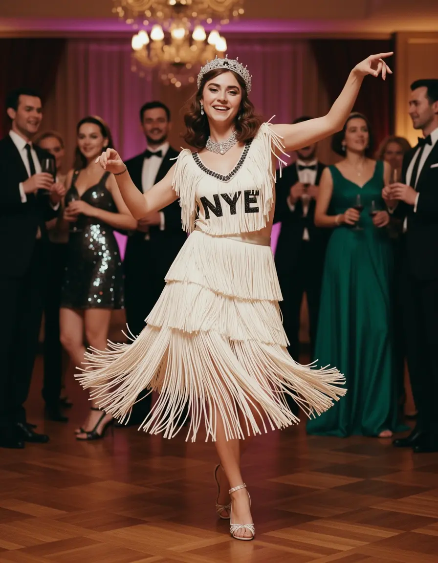 Vestito capodanno stile flapper con frange anni 20
