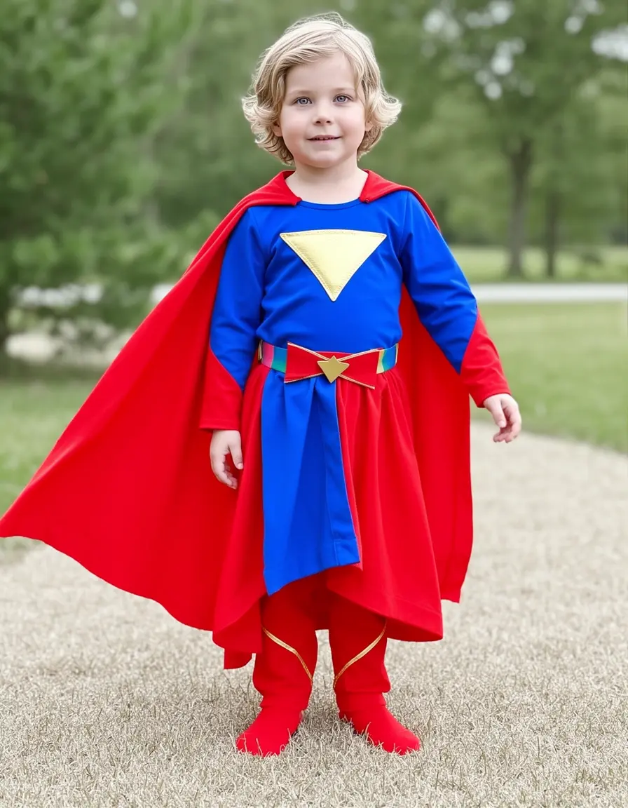 Vestito Carnevale Bambino Supereroe con mantello rosso