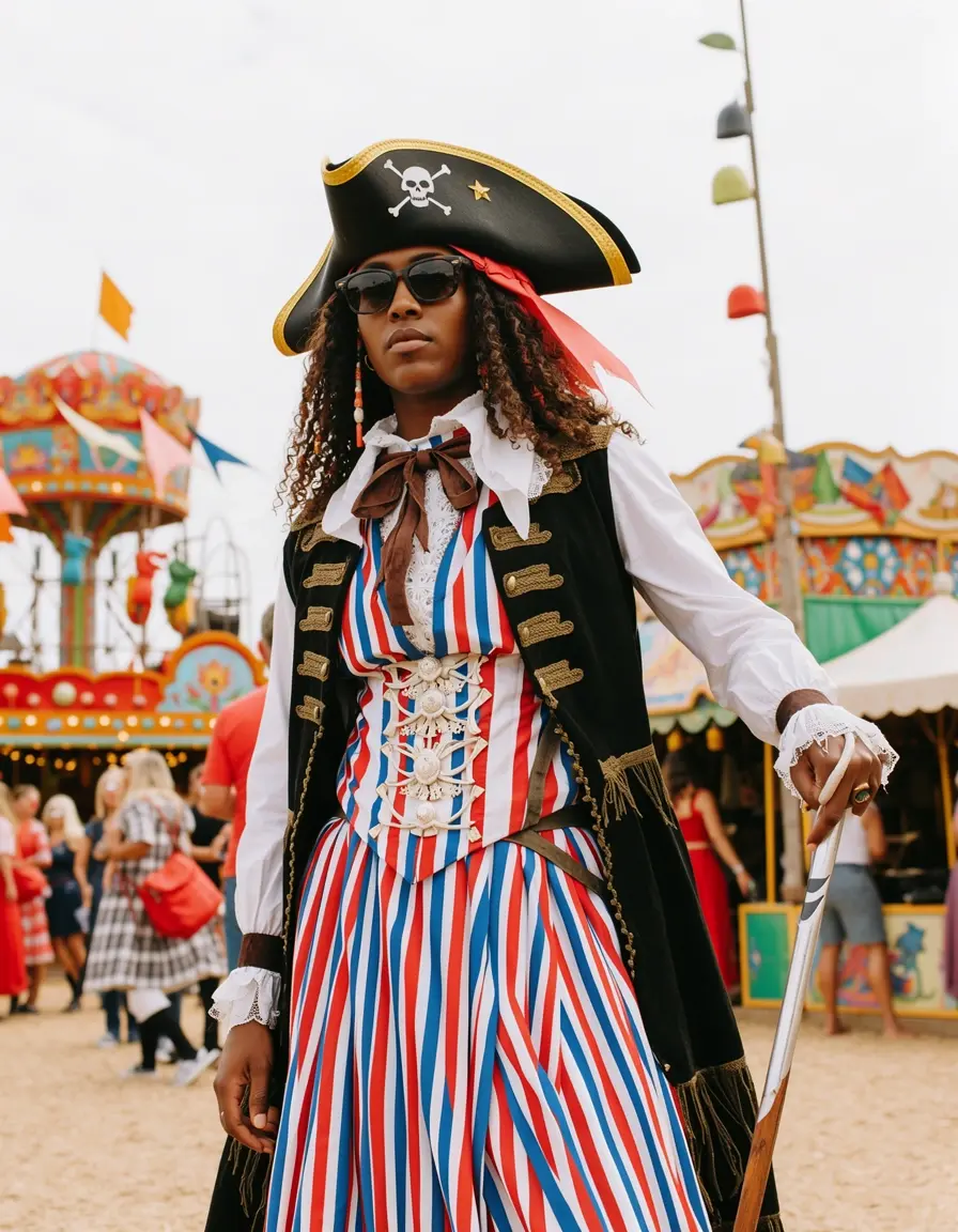 Costume da pirata per bambino con cappello e righe