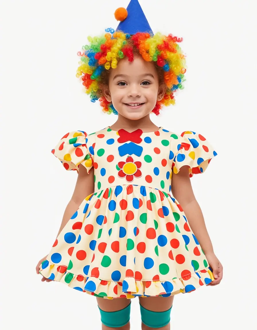 Vestito da clown colorato a pois per bambini