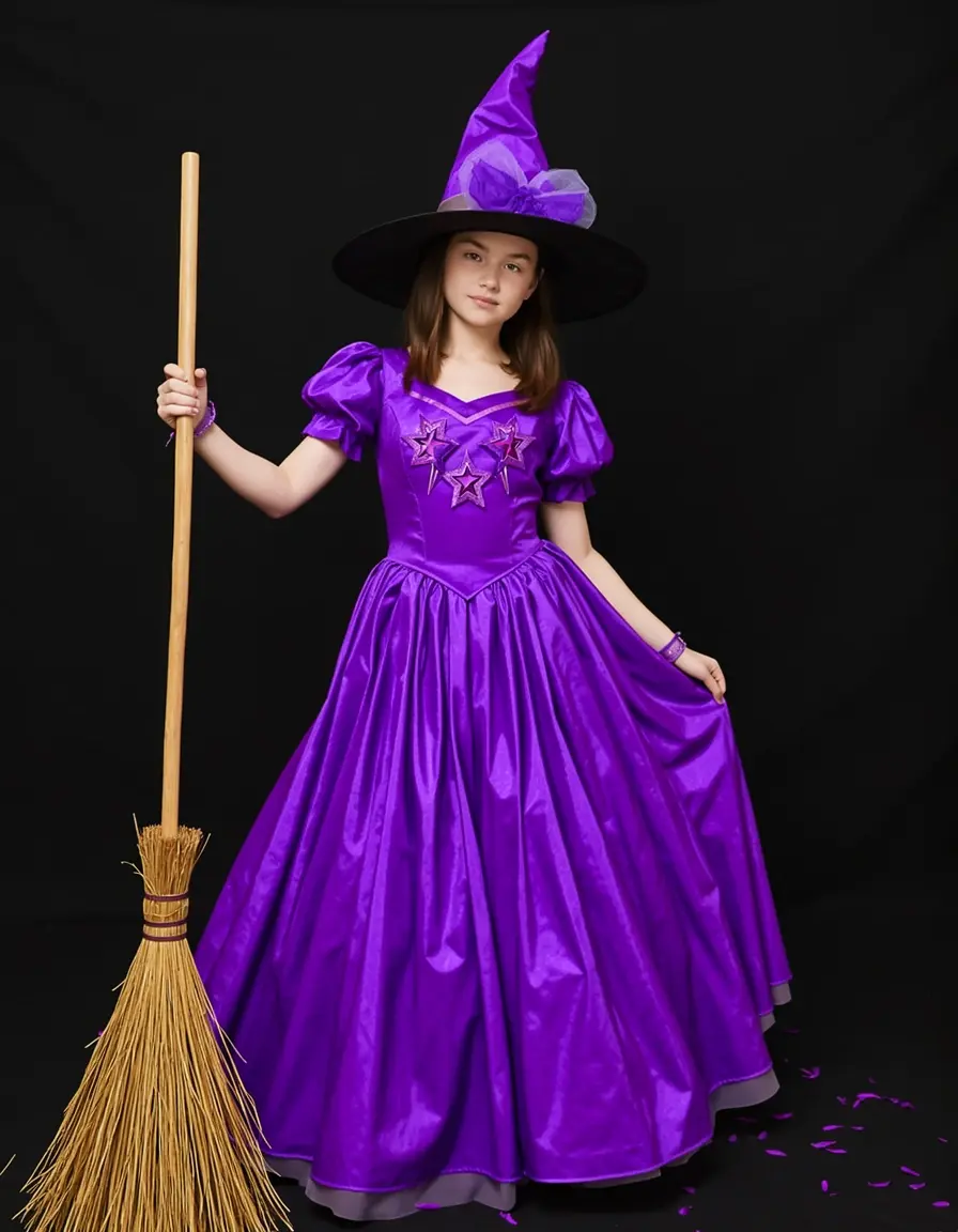 Costume da streghetta viola e nero per bambina