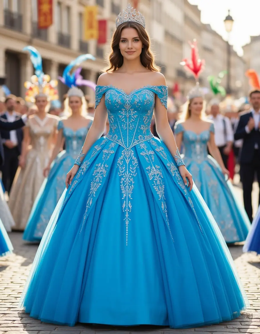 Abito da principessa azzurro per Carnevale