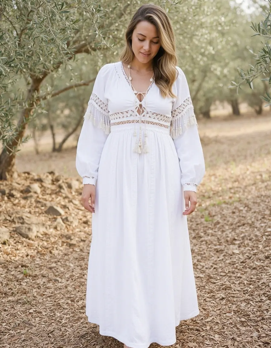 White Maxi Dress bohémien