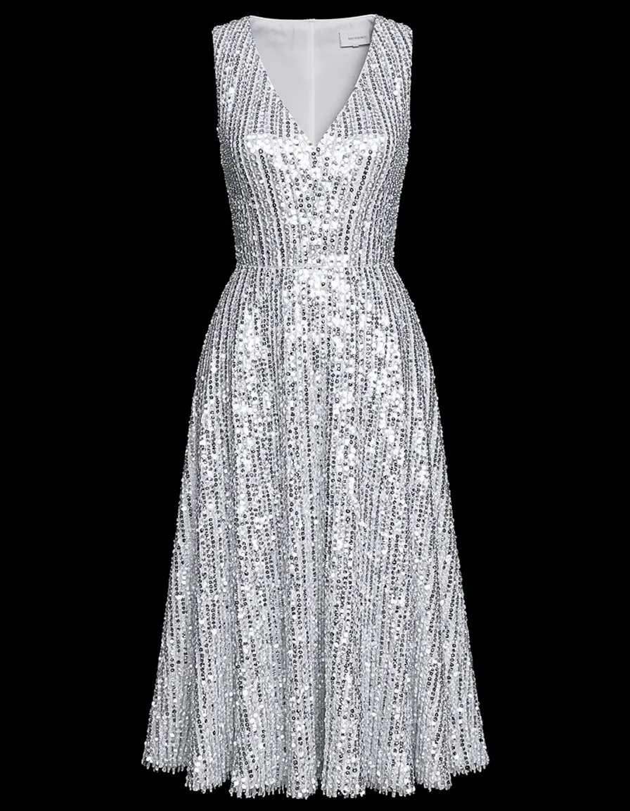 Sequin Flapper Gown argento scintillante