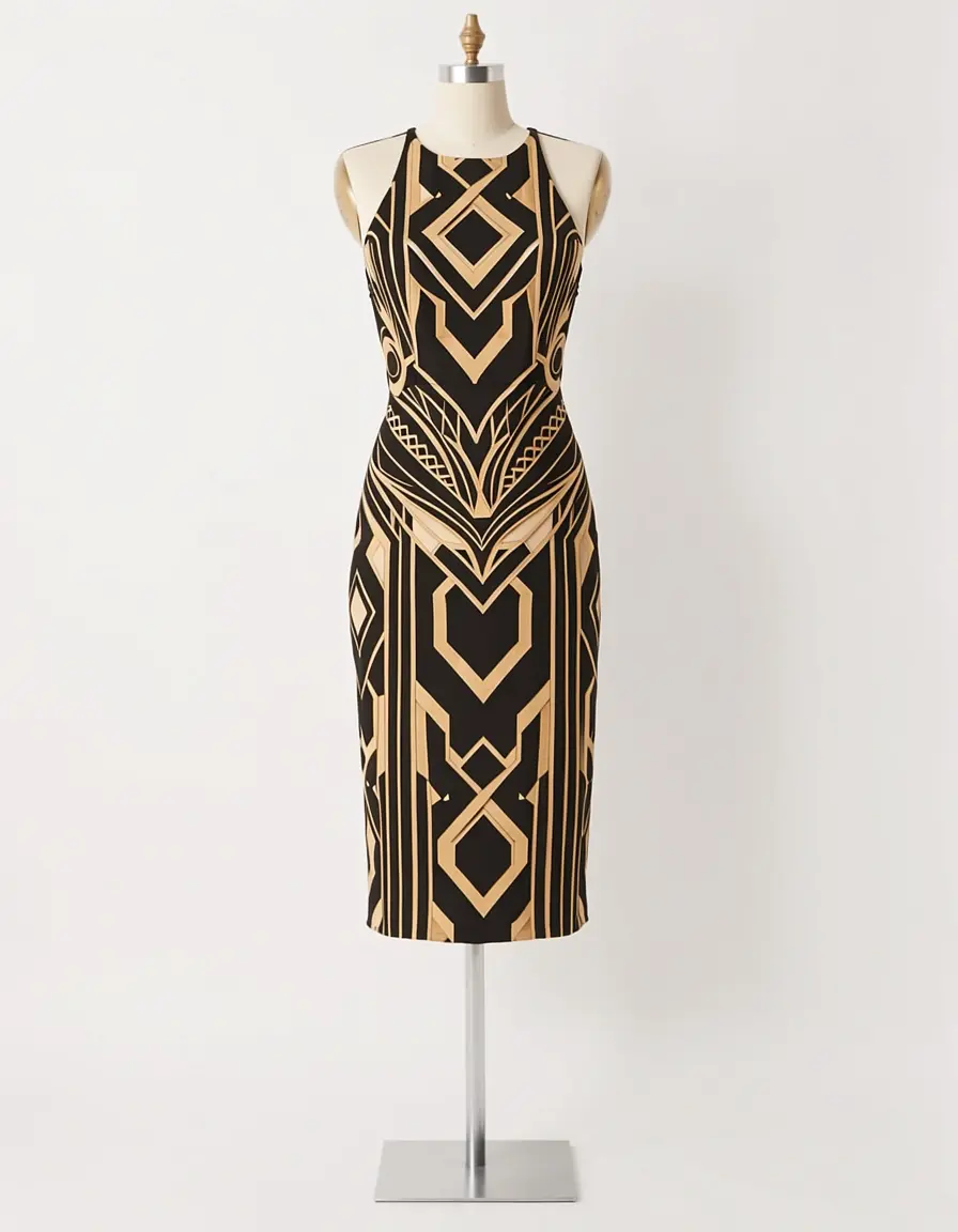 Art Deco Pattern Dress con ricami geometrici