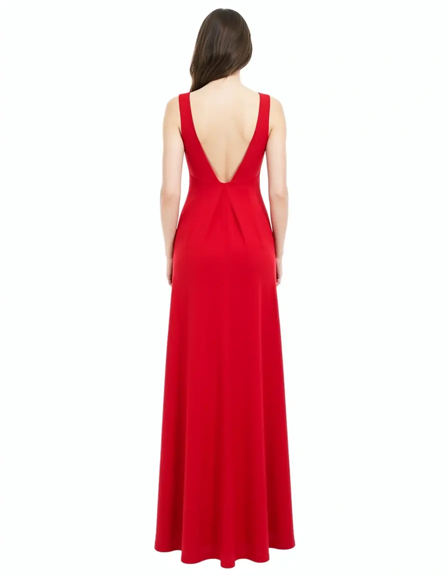 Backless Maxi Dress rosso vista posteriore