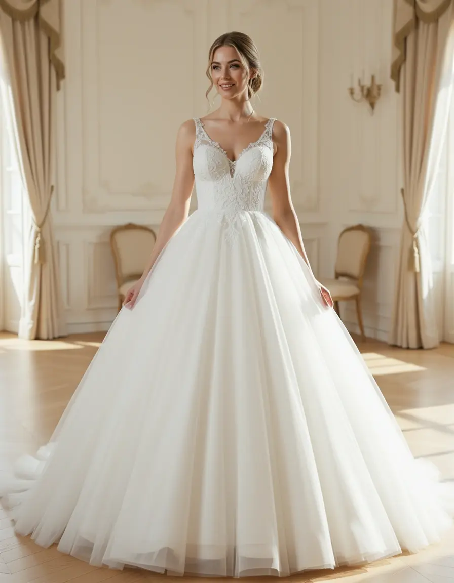 Abito da principessa in tulle bianco per bambina