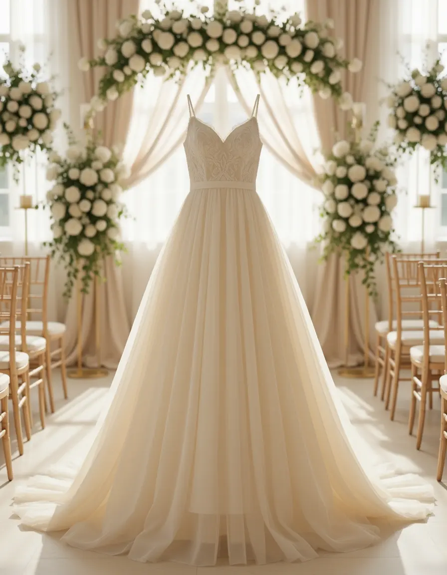 Vestito da cerimonia in organza avorio