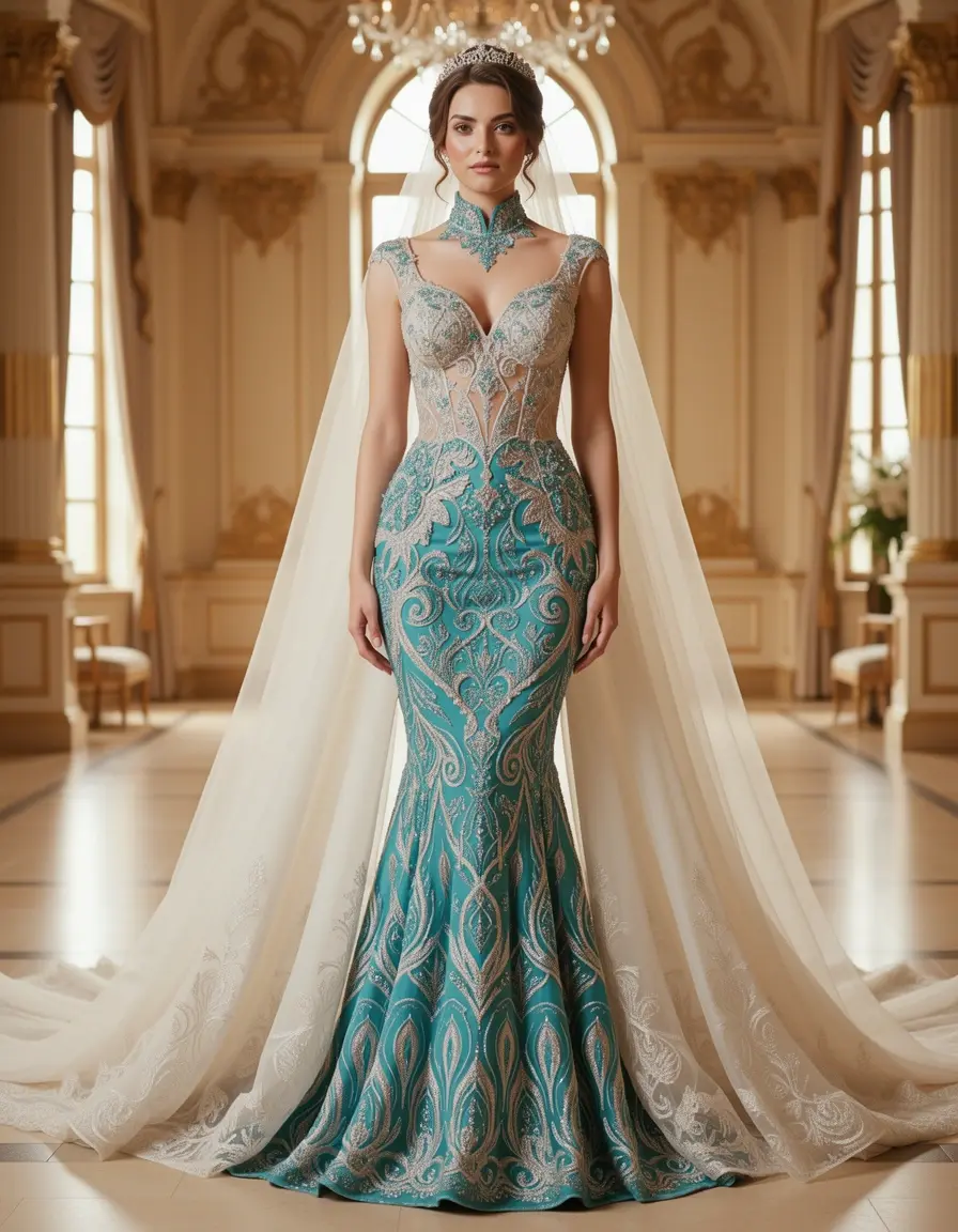 Illusion Neck Mermaid Dress
