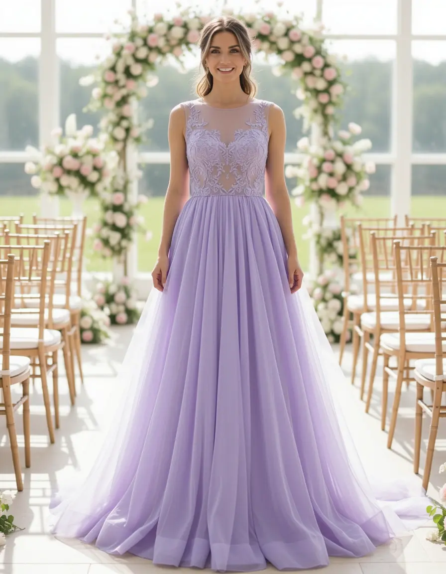 Lavender Chiffon Damigella Dress