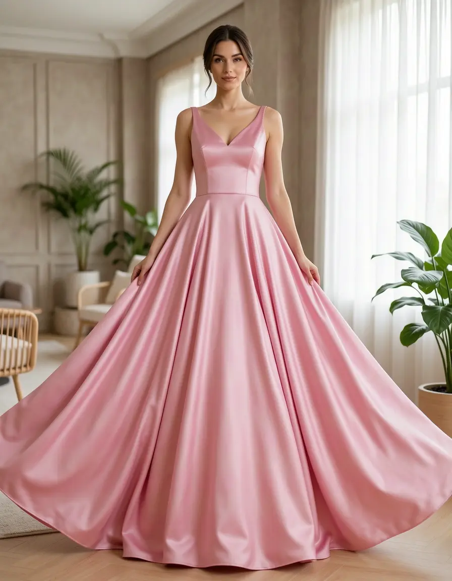 Pink Satin Maid Dress