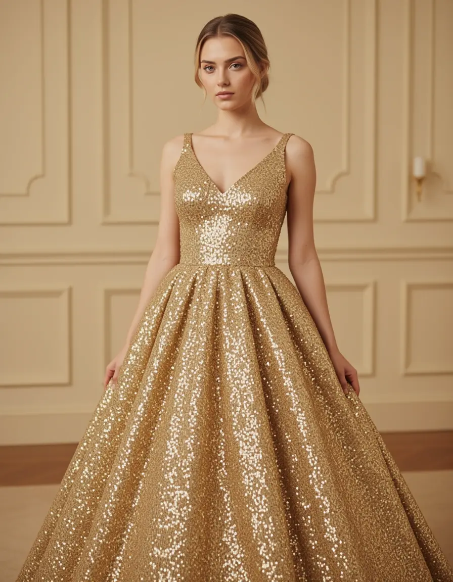Gold Sequin Maid Dress