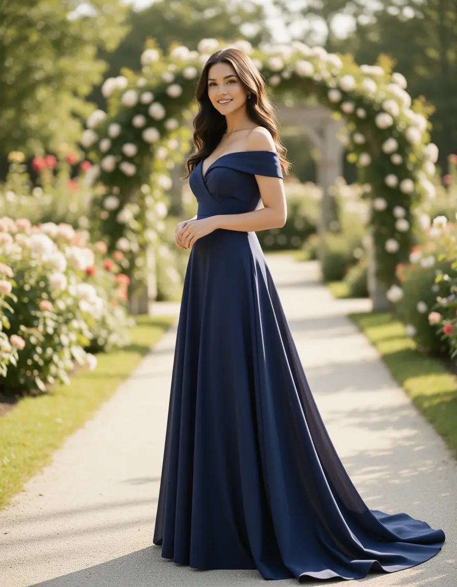 Navy Off-Shoulder Dress