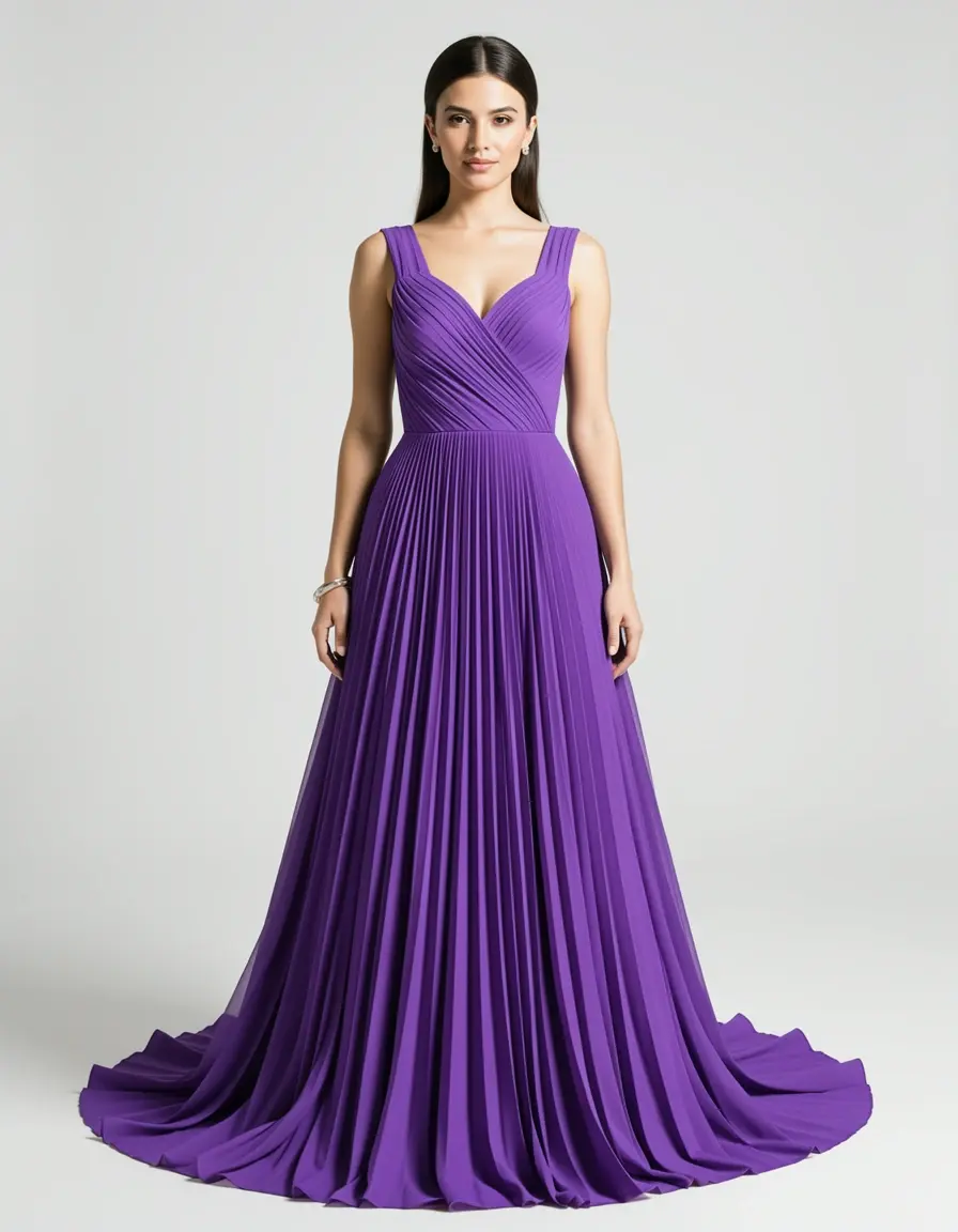 Purple Pleated Dress