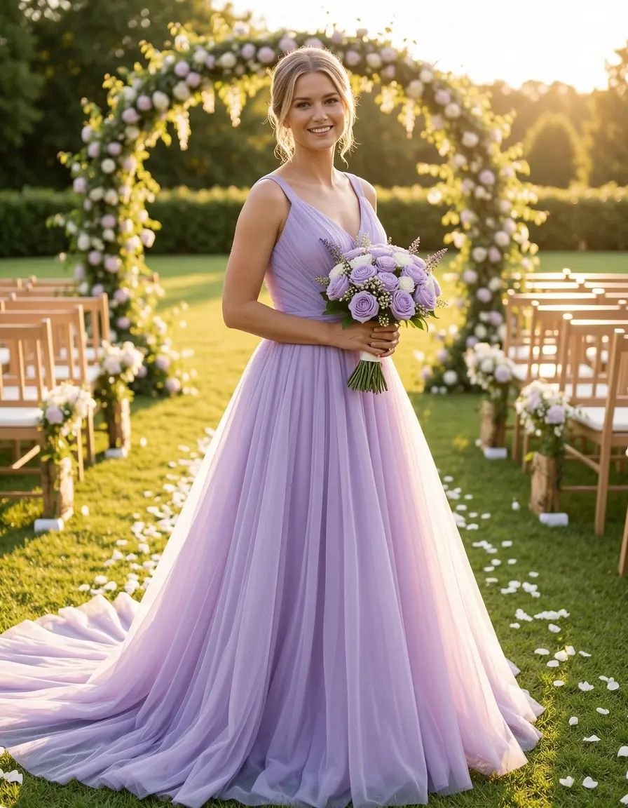 Lavender Organza Dress - Abito lilla organza bambina
