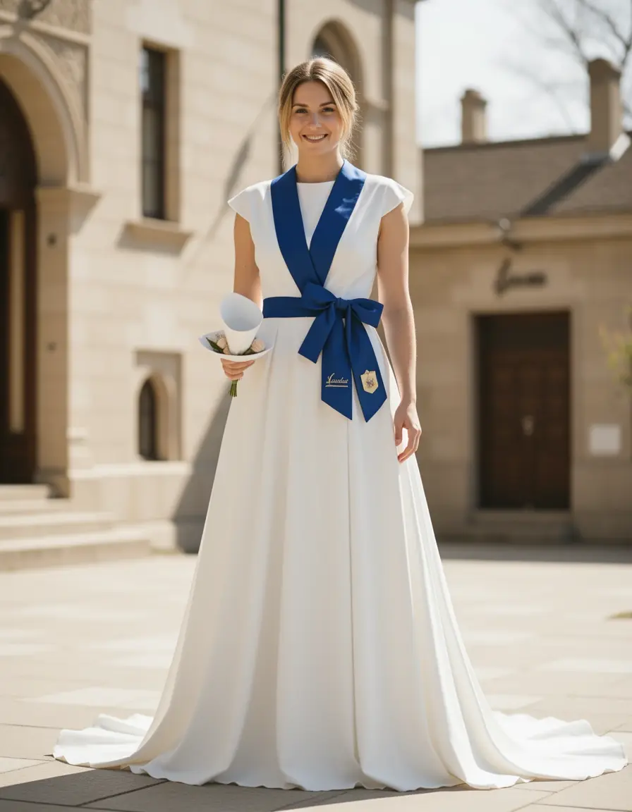 Vestito di laurea tubino bianco elegante