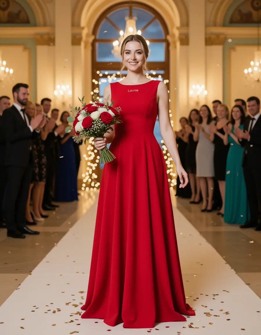 Vestito rosso laurea a ruota