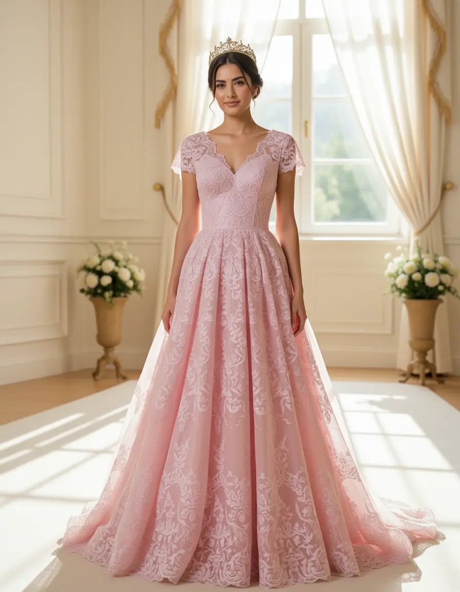 Abito in pizzo rosa laurea