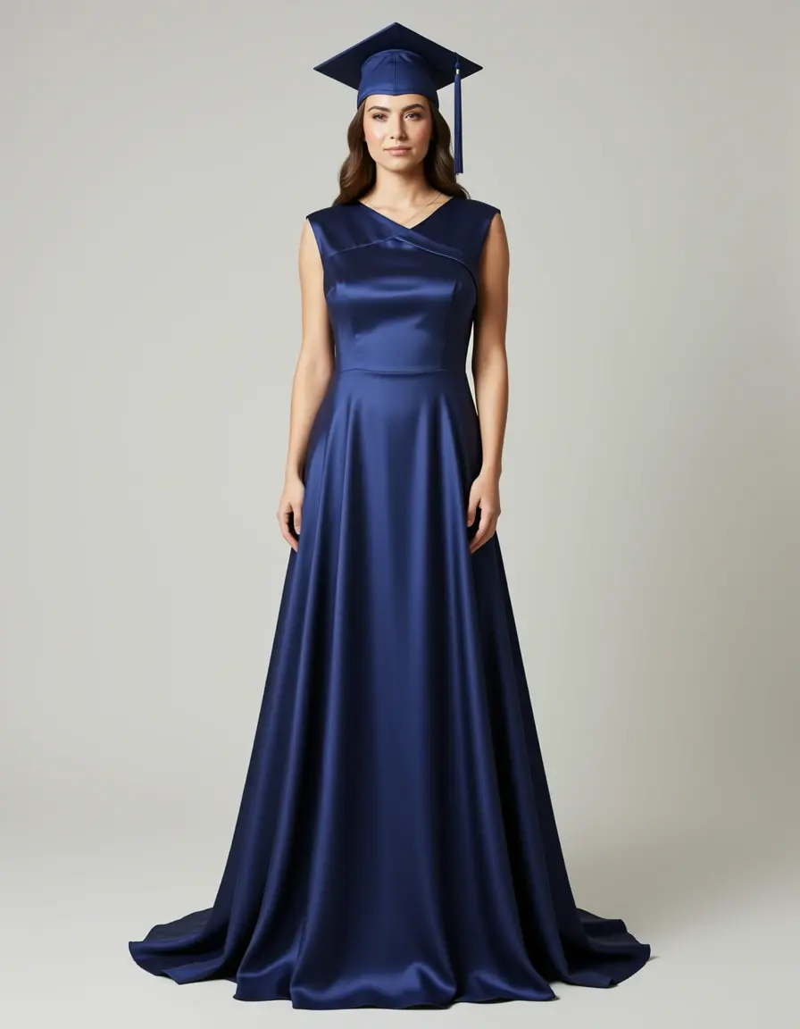 Abito in raso blu navy elegante