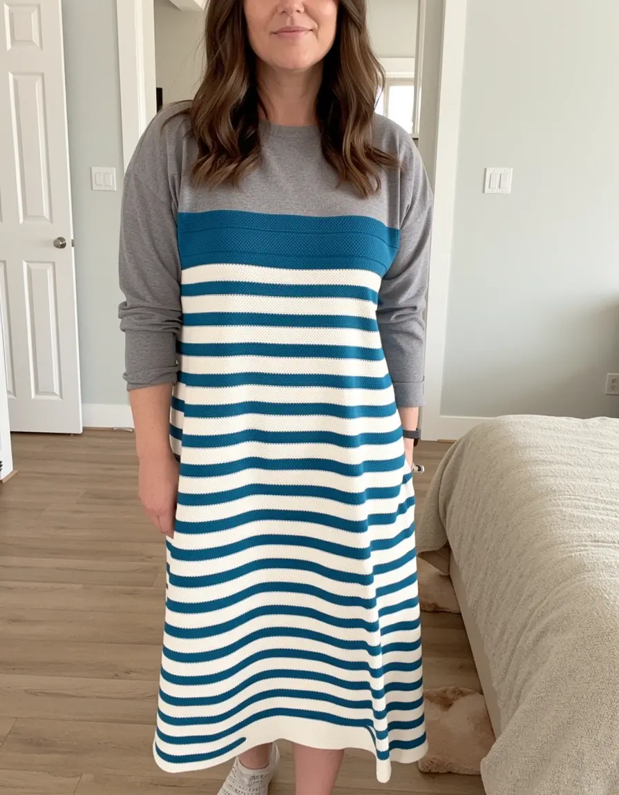 Striped Knit Shift Dress - Abito in maglia a righe