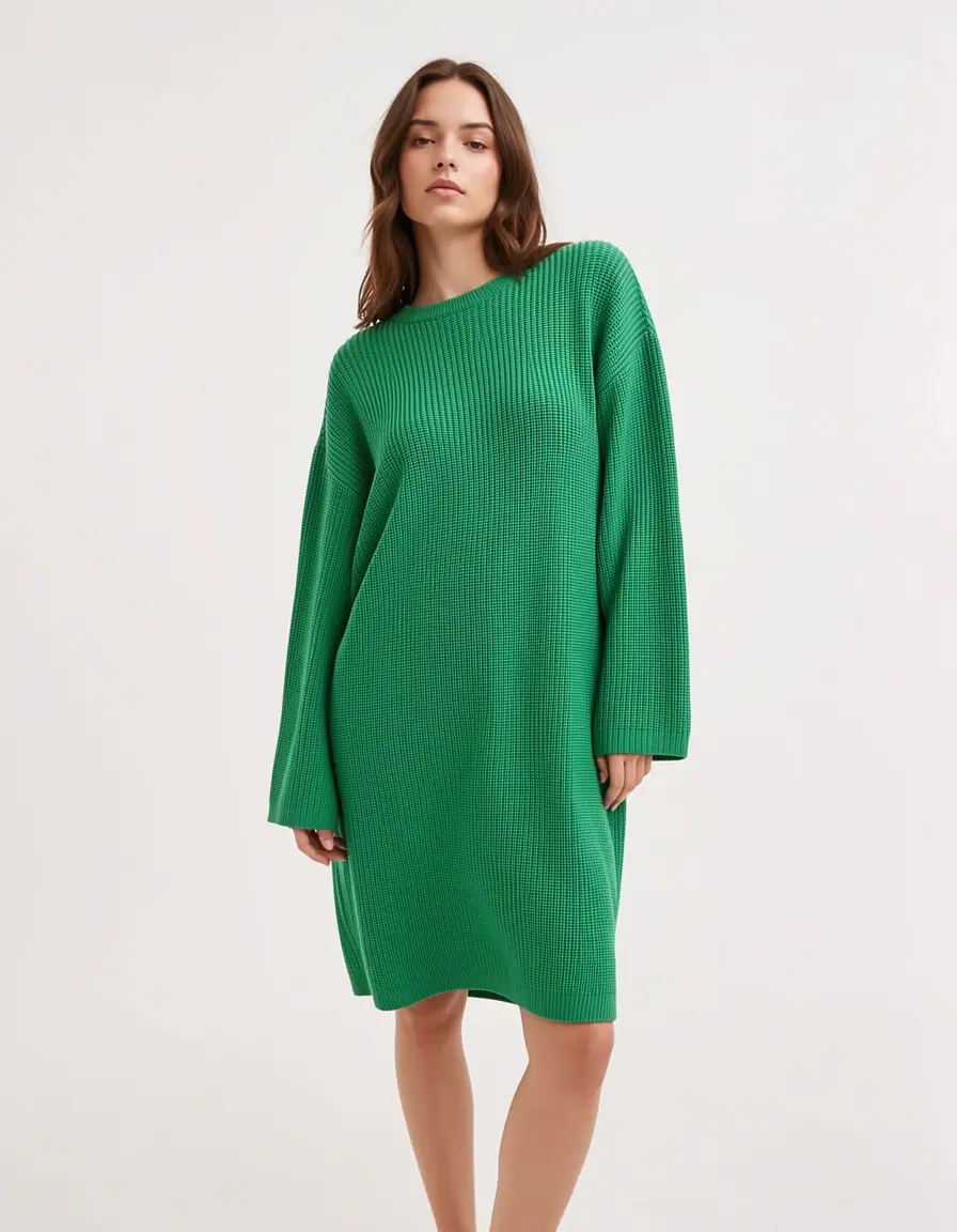 Green Oversized Knit - Vestito in maglia verde oversized