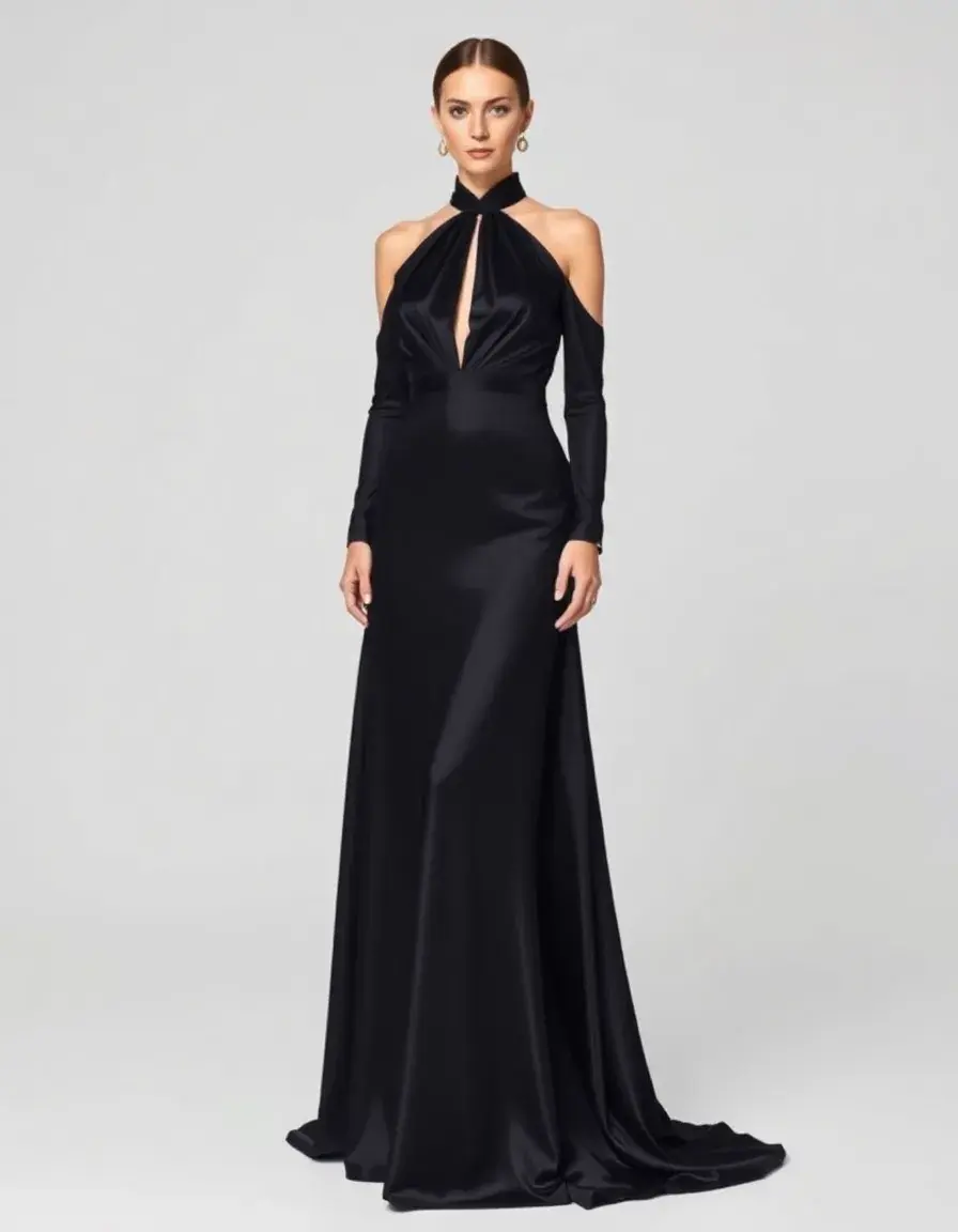 Vestito elegante Black Tie Gown in seta lunga