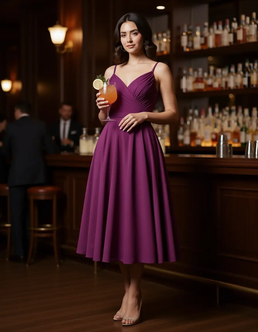 Vestito elegante cocktail in chiffon ginocchio