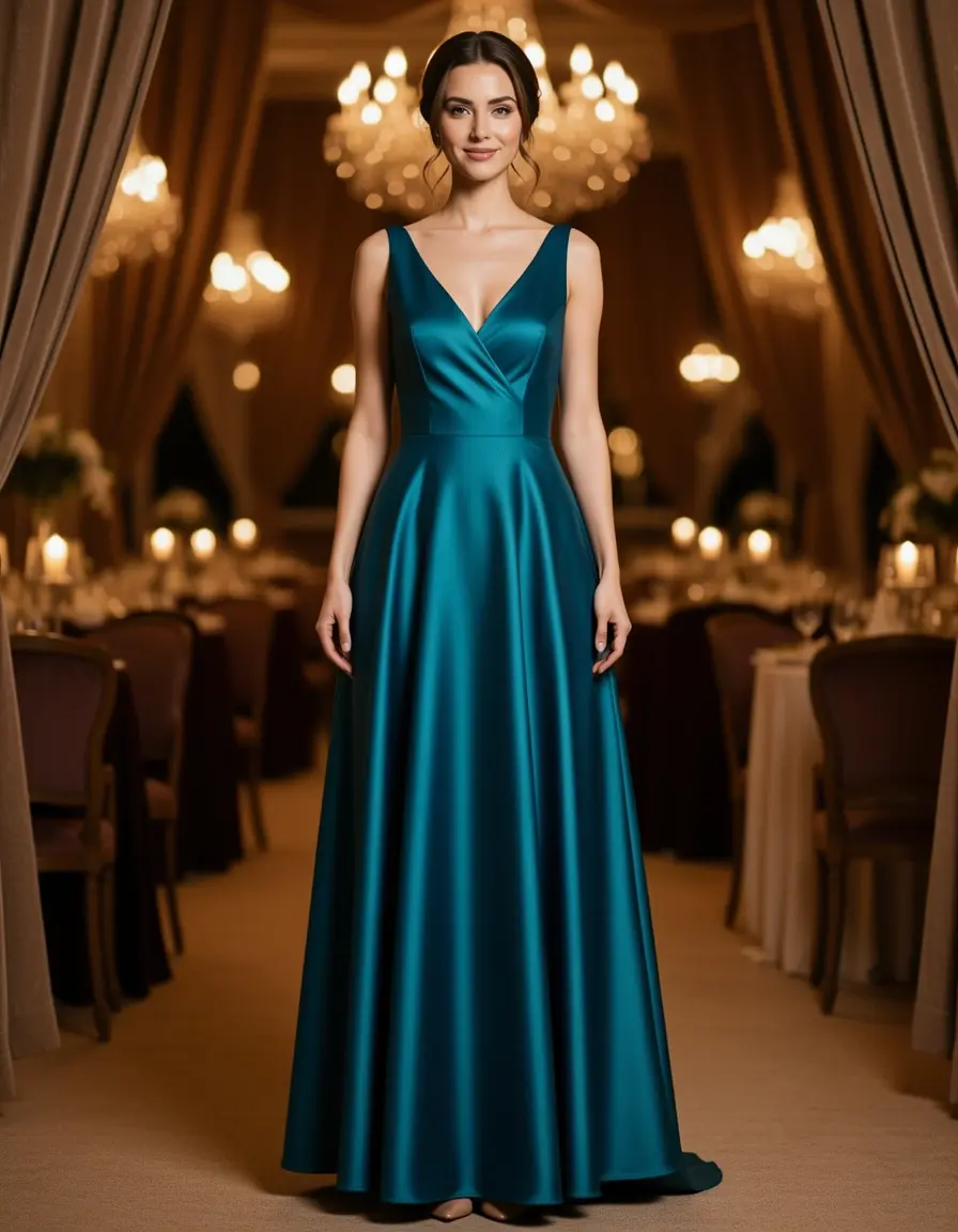 Vestito elegante midi in satin grazioso