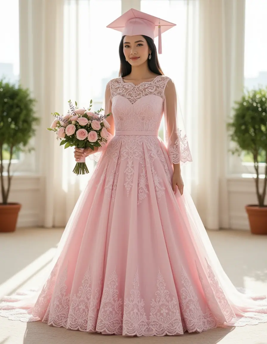 Feminine Pink Lace - Vestito pizzo rosa laurea