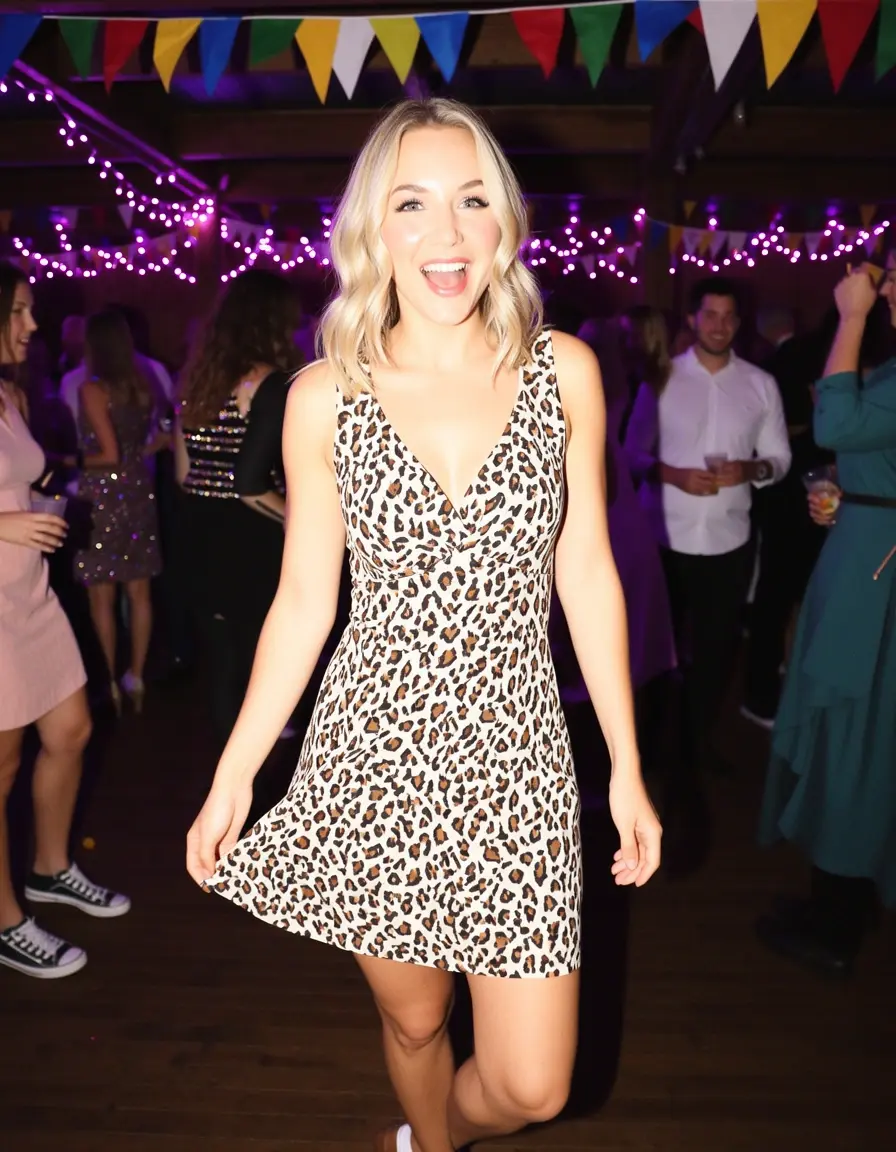 Vestito leopardato corto da festa mini dress